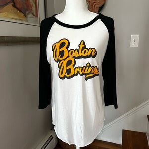 Boston Bruins Women's Black and White Raglan Top